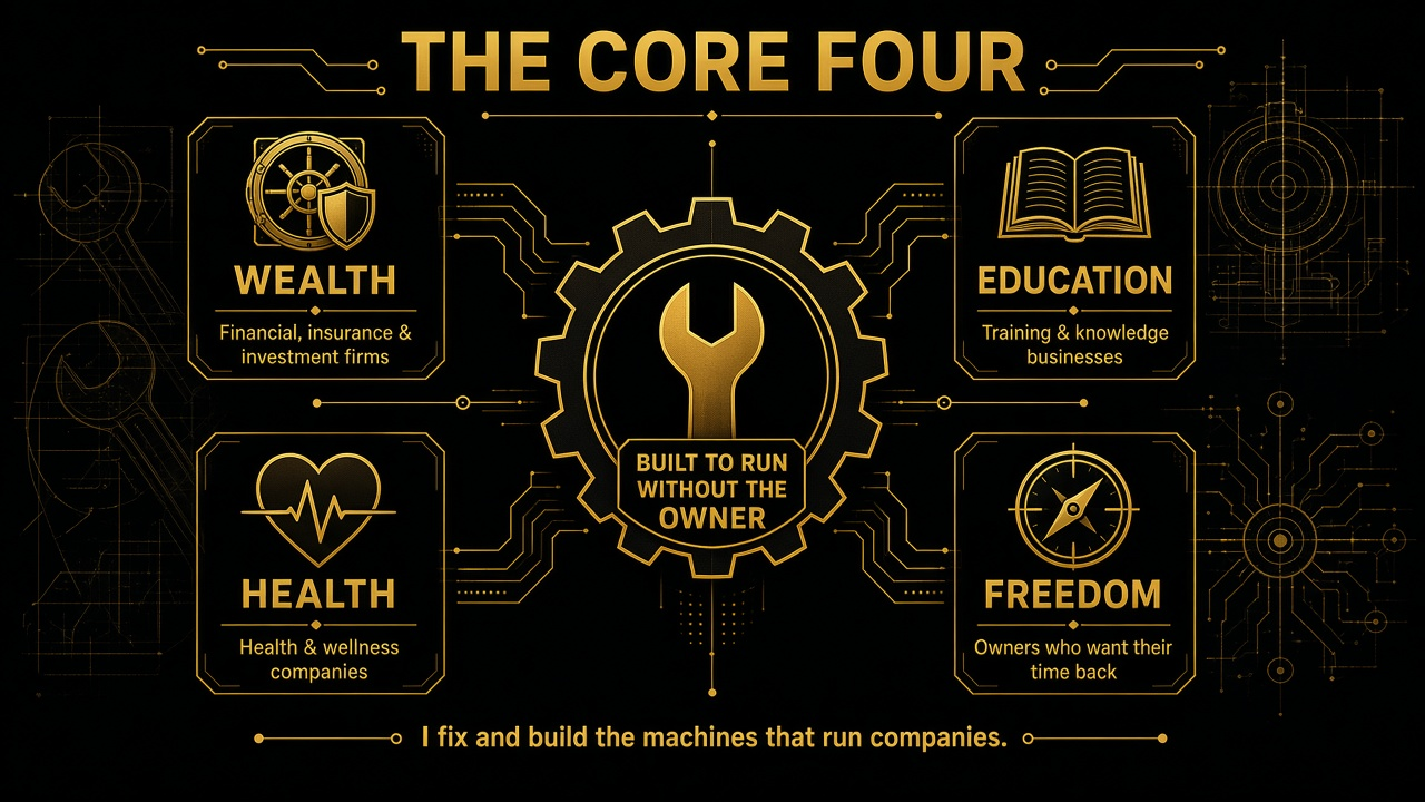 The Core Four: Wealth, Education, Health and Freedom. Built to run without the owner.